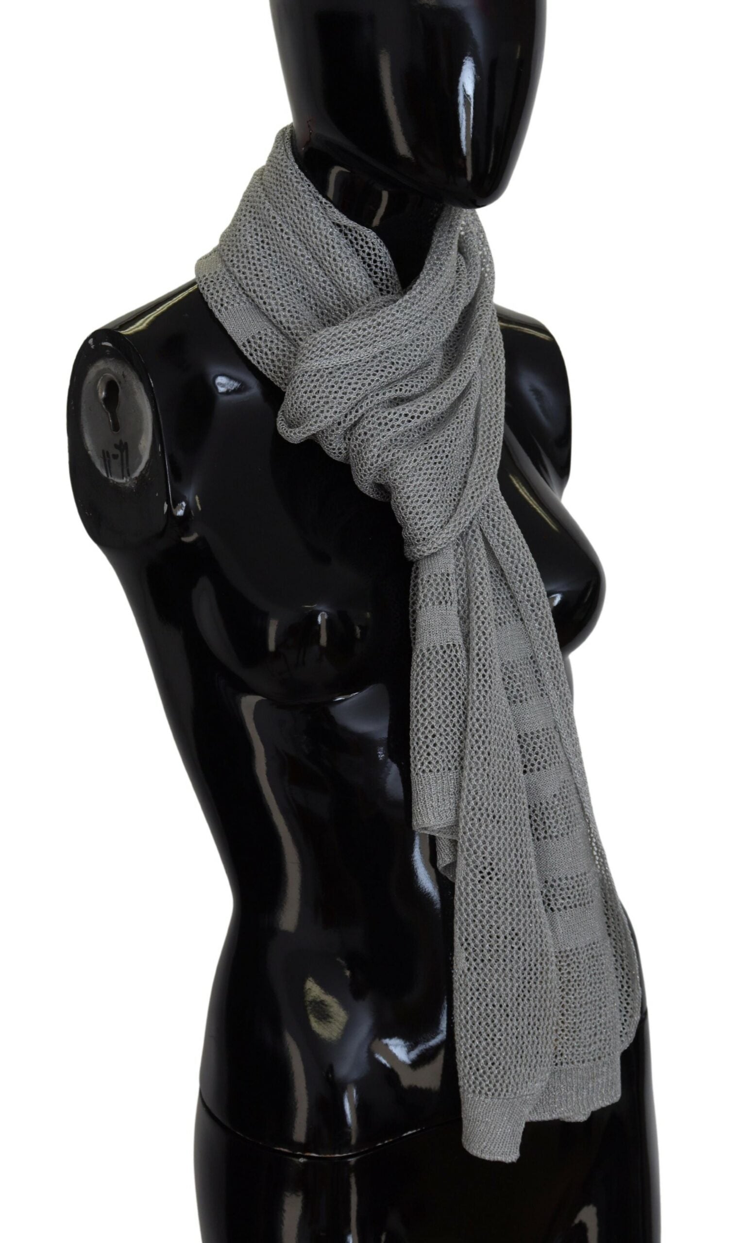 John Galliano Gray Logo Knitted Neck Wrap Shawl Foulard Scarf by John Galliano