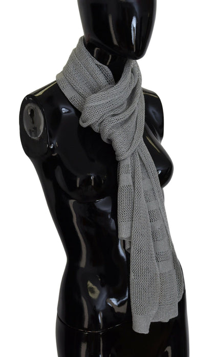 John Galliano Gray Logo Knitted Neck Wrap Shawl Foulard Scarf by John Galliano