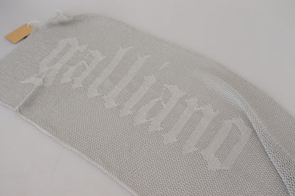 John Galliano Gray Logo Knitted Neck Wrap Shawl Foulard Scarf by John Galliano