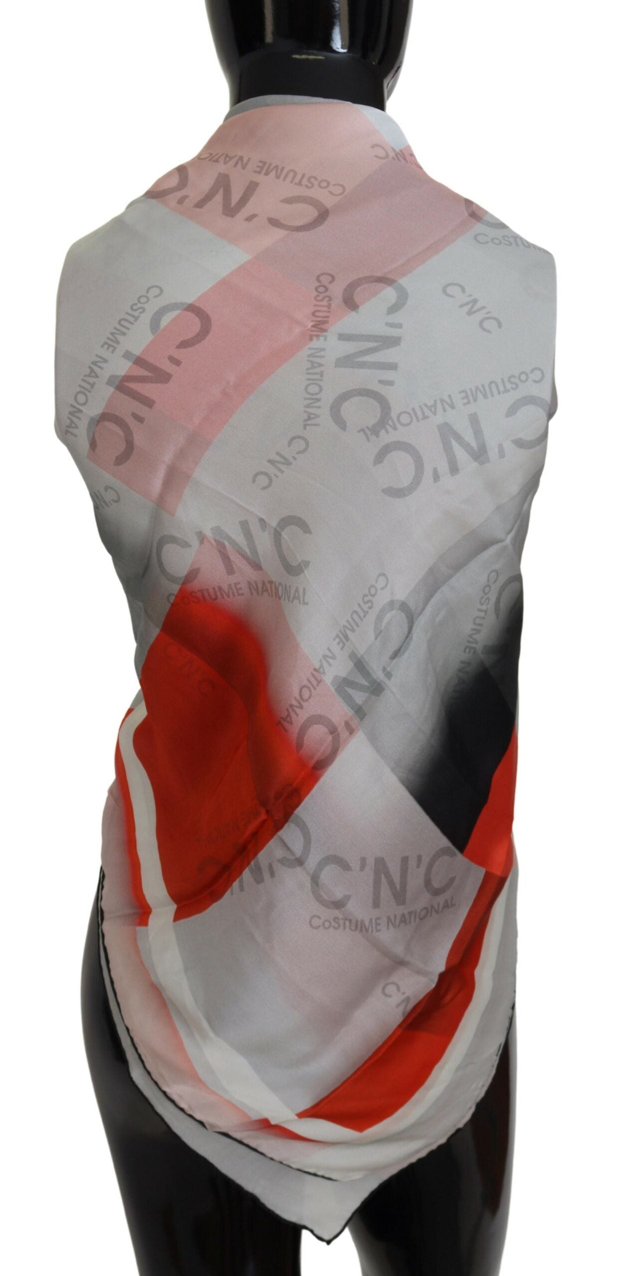 Costume National Gray Red Shawl Foulard Wrap Scarf by Costume National