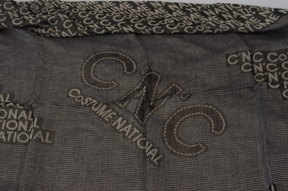 Costume National Gray Logo Knit Neck Wrap Shawl Scarf by Costume National