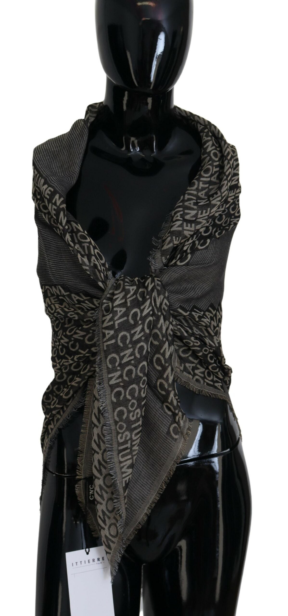 Costume National Gray Logo Knit Neck Wrap Shawl Scarf by Costume National