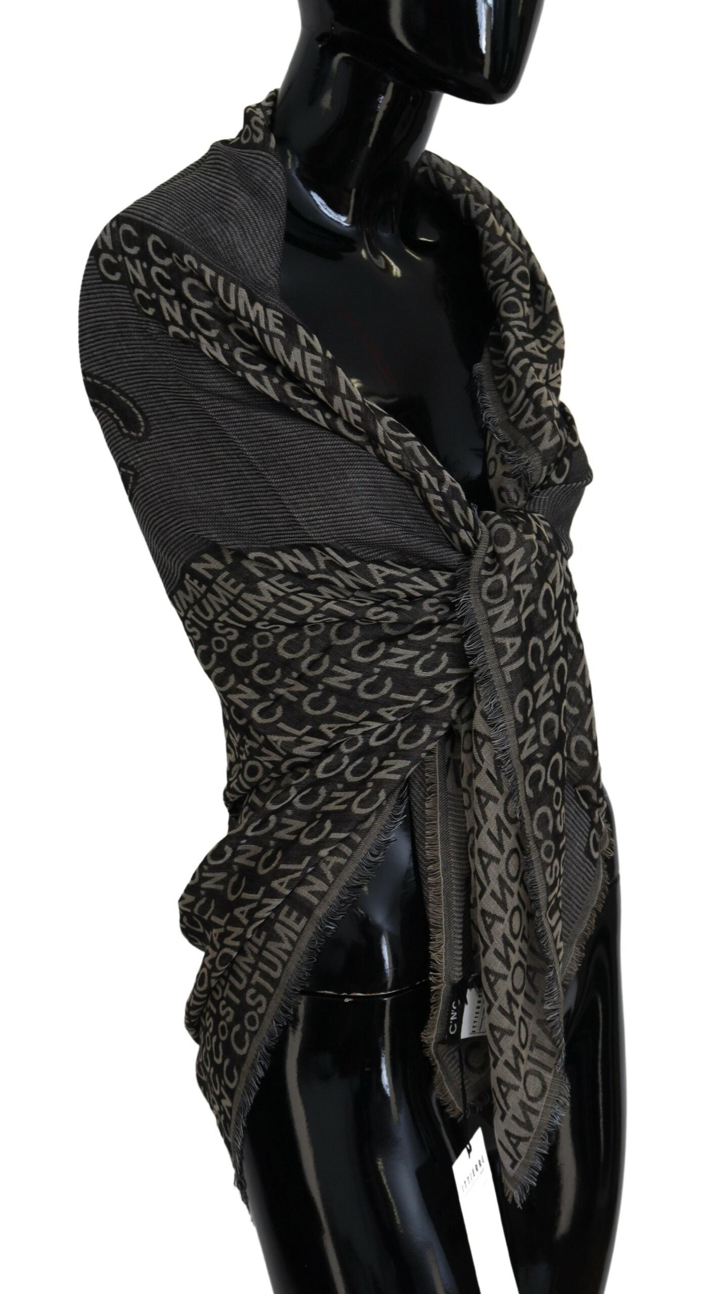 Costume National Gray Logo Knit Neck Wrap Shawl Scarf by Costume National