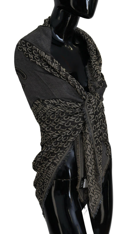 Costume National Gray Logo Knit Neck Wrap Shawl Scarf by Costume National