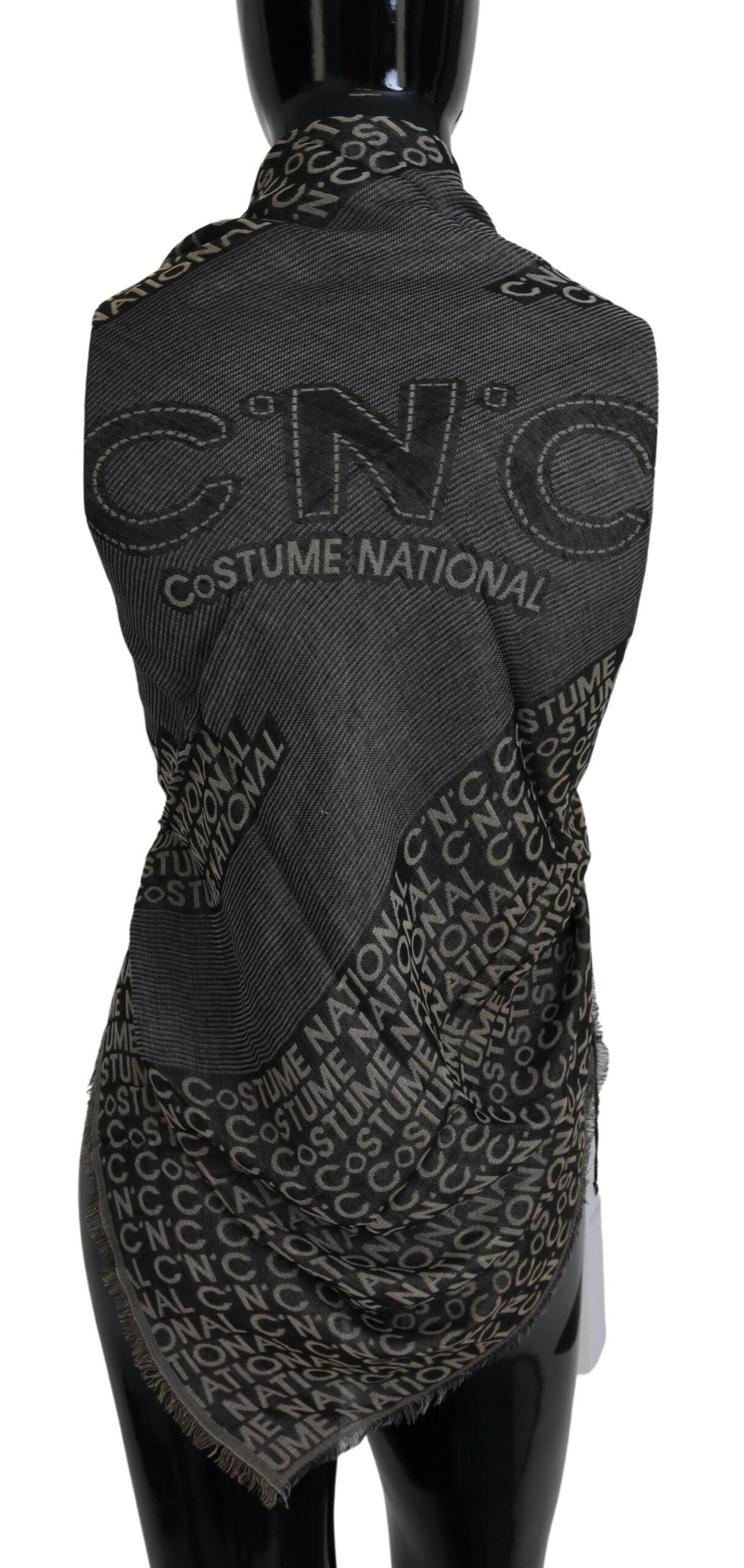 Costume National Gray Logo Knit Neck Wrap Shawl Scarf by Costume National