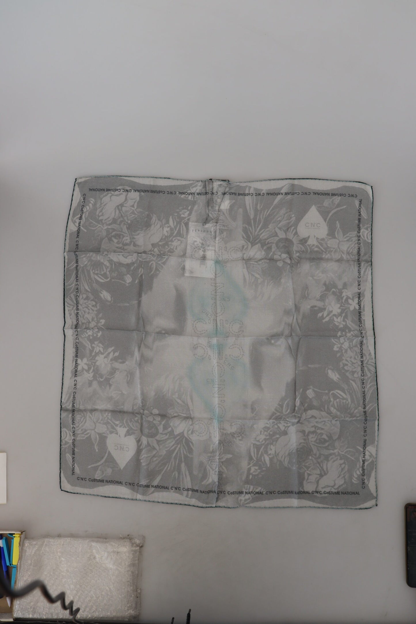 Costume National Gray Print Shawl Foulard Branded Scarf by Costume National