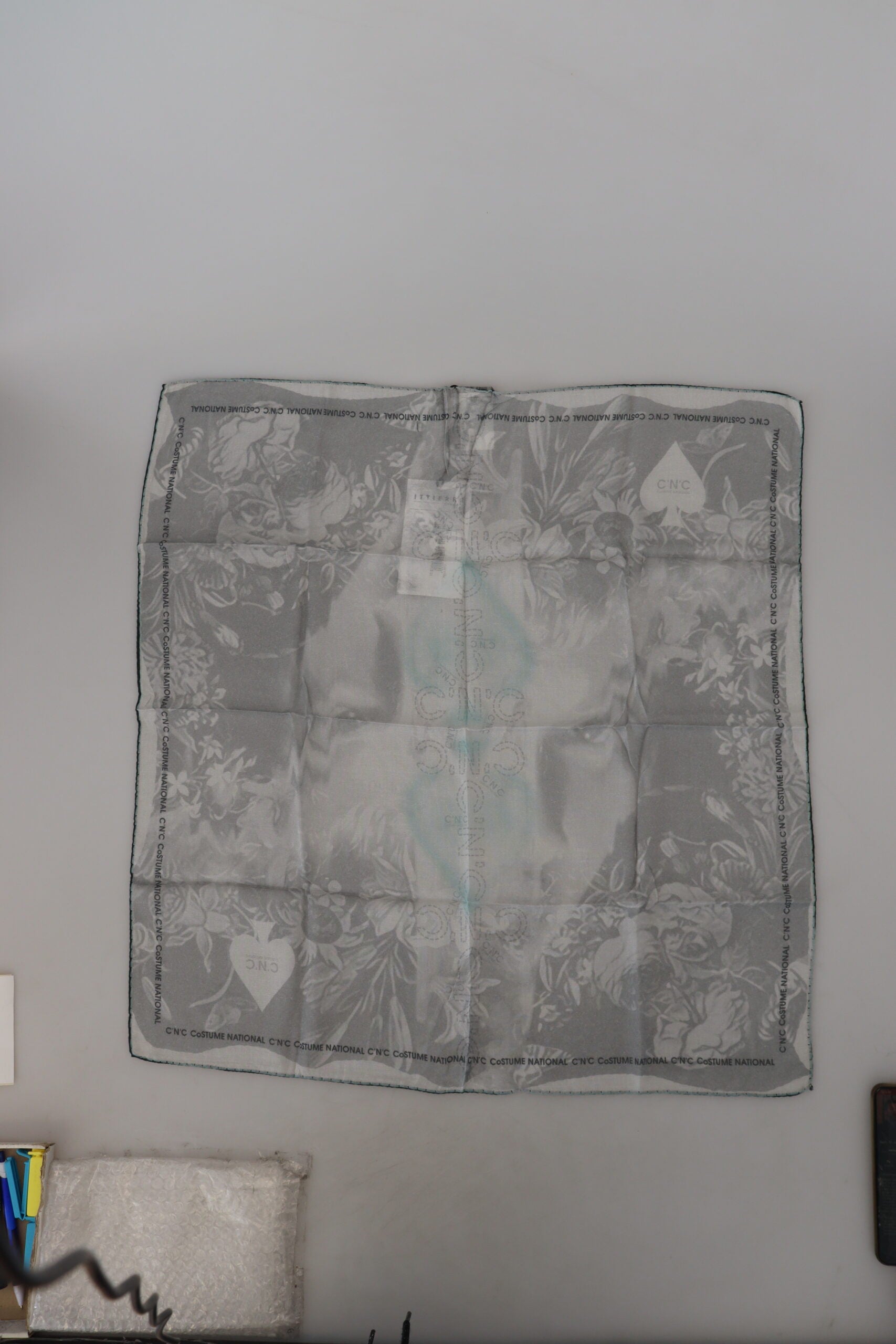 Costume National Gray Print Shawl Foulard Branded Scarf by Costume National