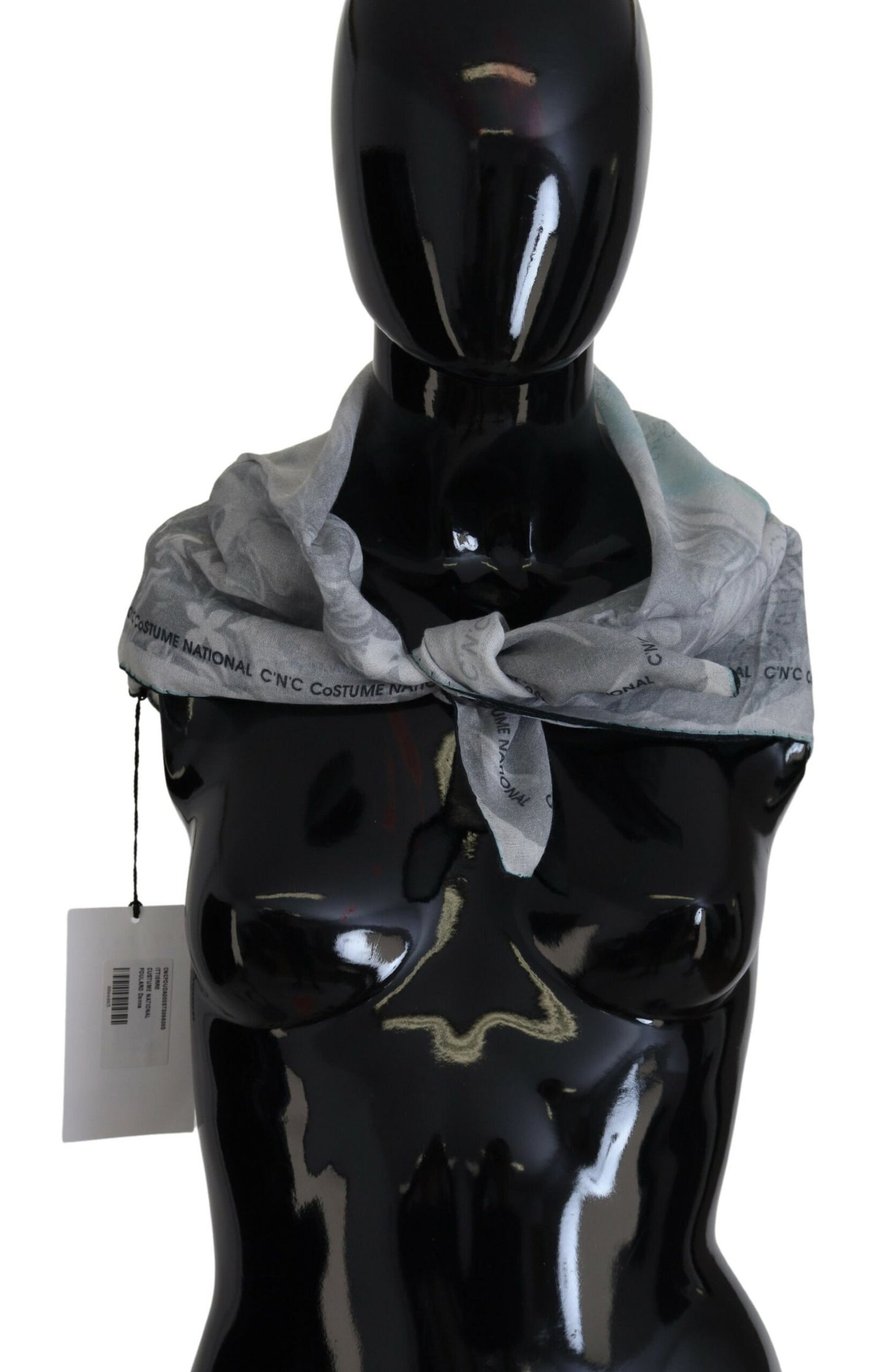 Costume National Gray Print Shawl Foulard Branded Scarf by Costume National