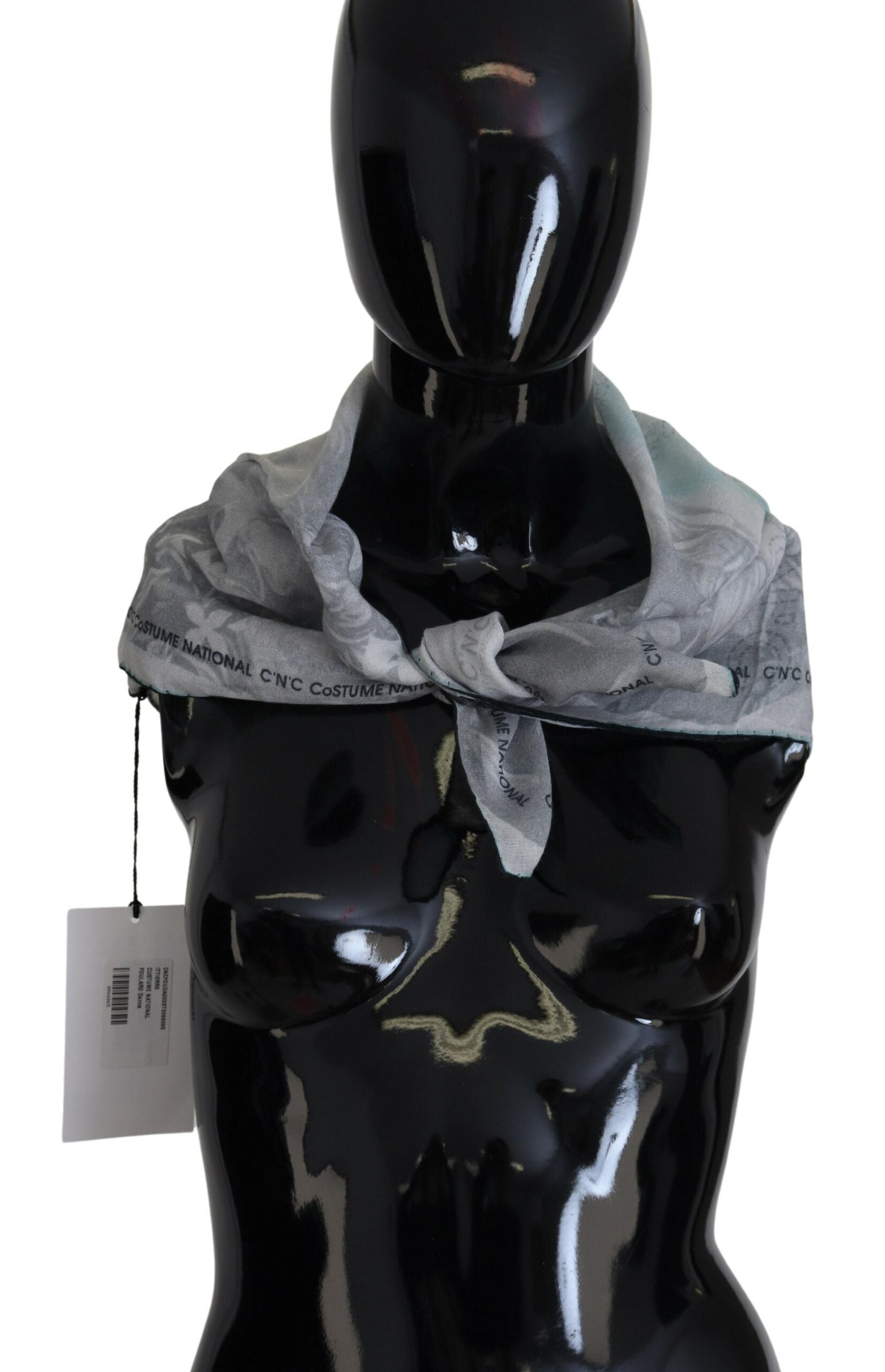 Costume National Gray Print Shawl Foulard Branded Scarf by Costume National