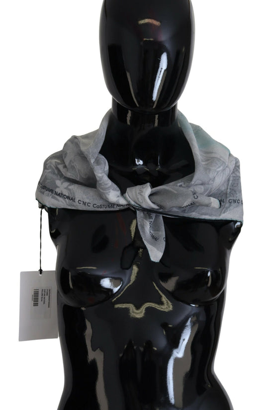 Costume National Gray Print Shawl Foulard Branded Scarf by Costume National