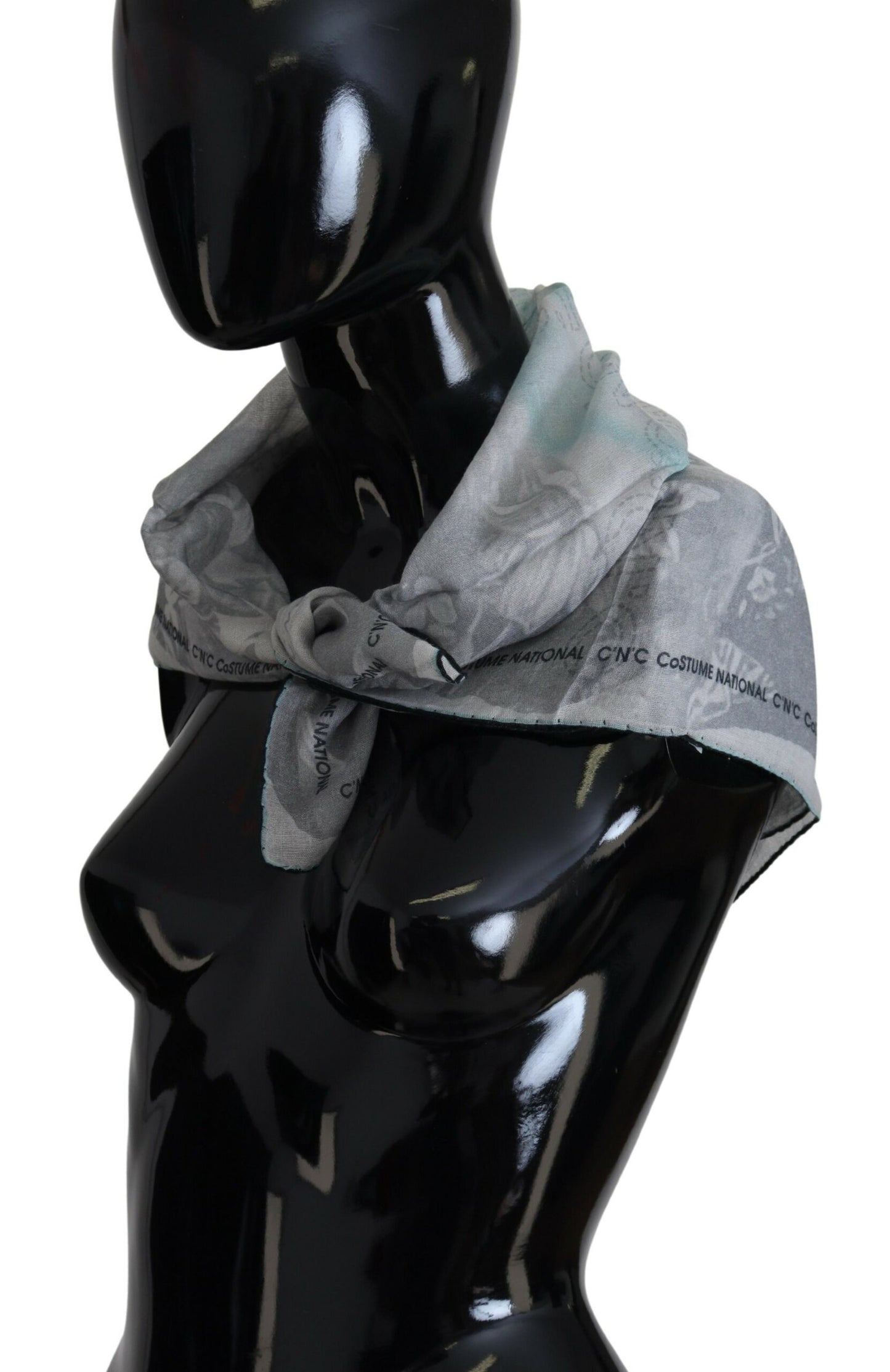 Costume National Gray Print Shawl Foulard Branded Scarf by Costume National