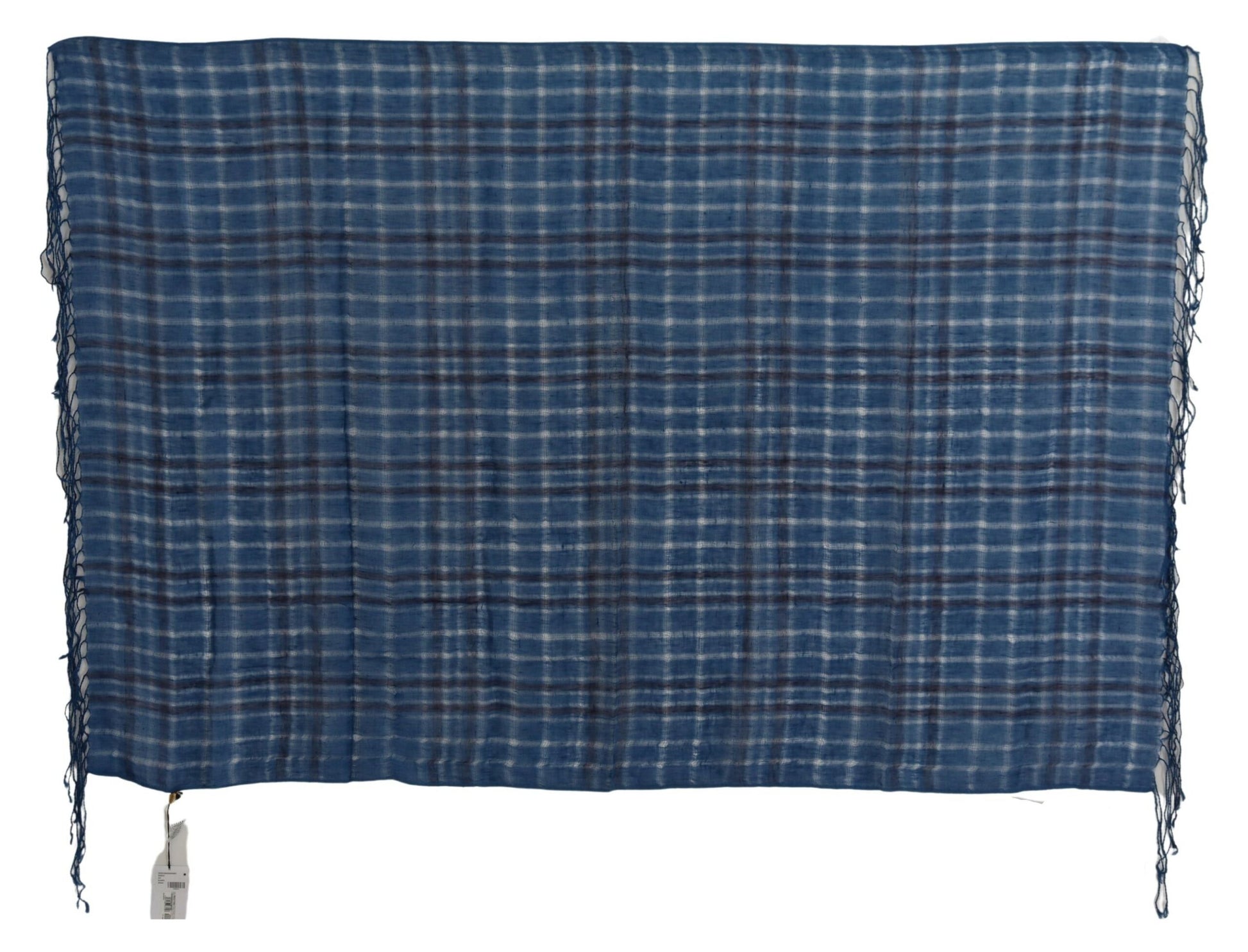 Costume National Blue Linen Shawl Foulard Fringes Scarf by Costume National