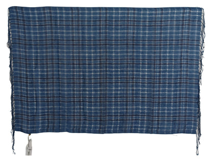 Costume National Blue Linen Shawl Foulard Fringes Scarf by Costume National