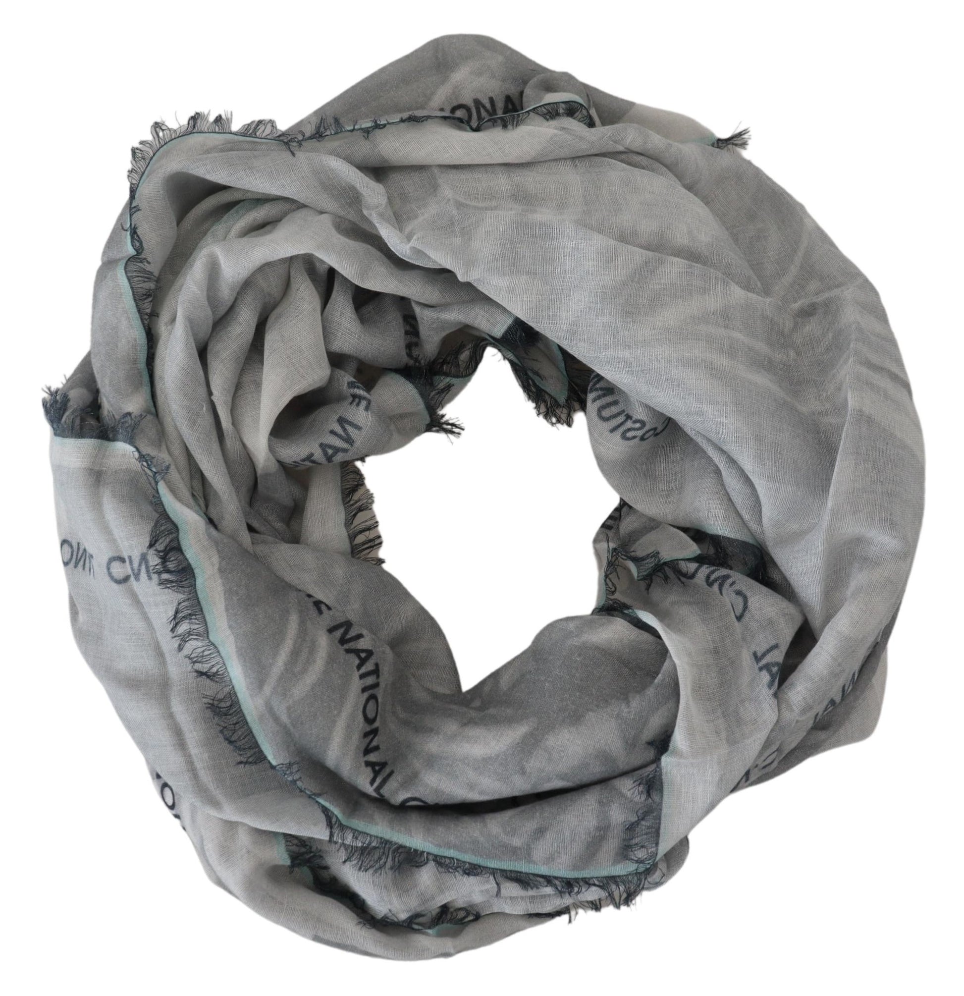 Costume National Gray Print Shawl Foulard Fringes Scarf by Costume National