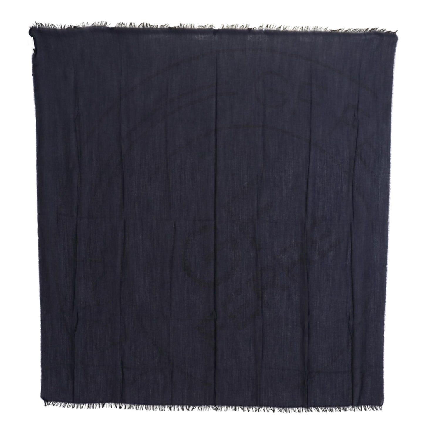 GF Ferre Dark Blue Wool Neck Wrap Shawl Fringes Scarf by GF Ferre