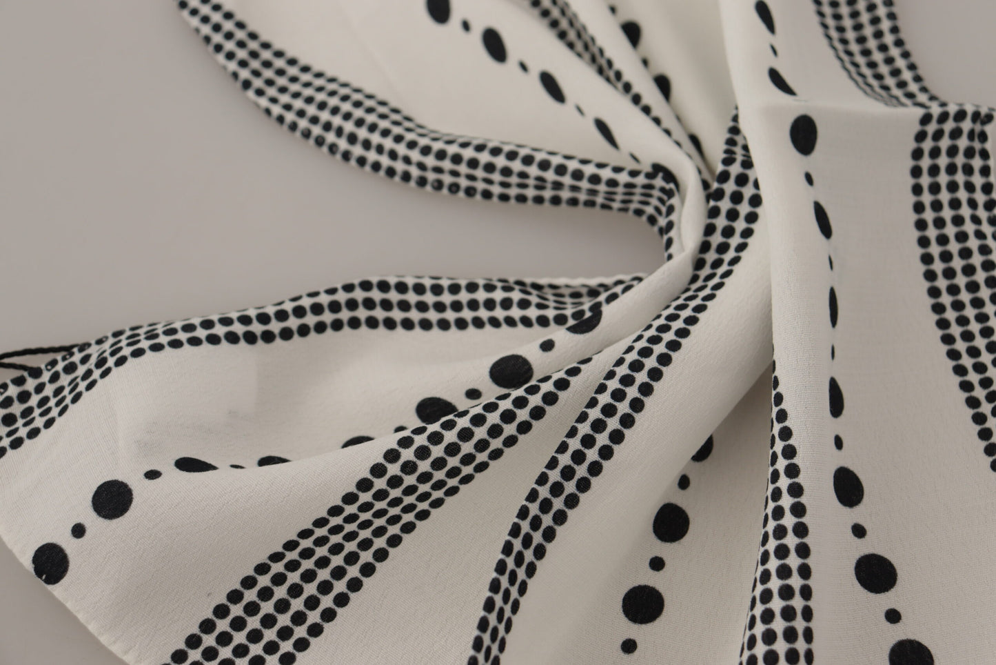 Dolce & Gabbana White Dotted Stripes Square Handkerchief Viscose Scarf by Dolce & Gabbana