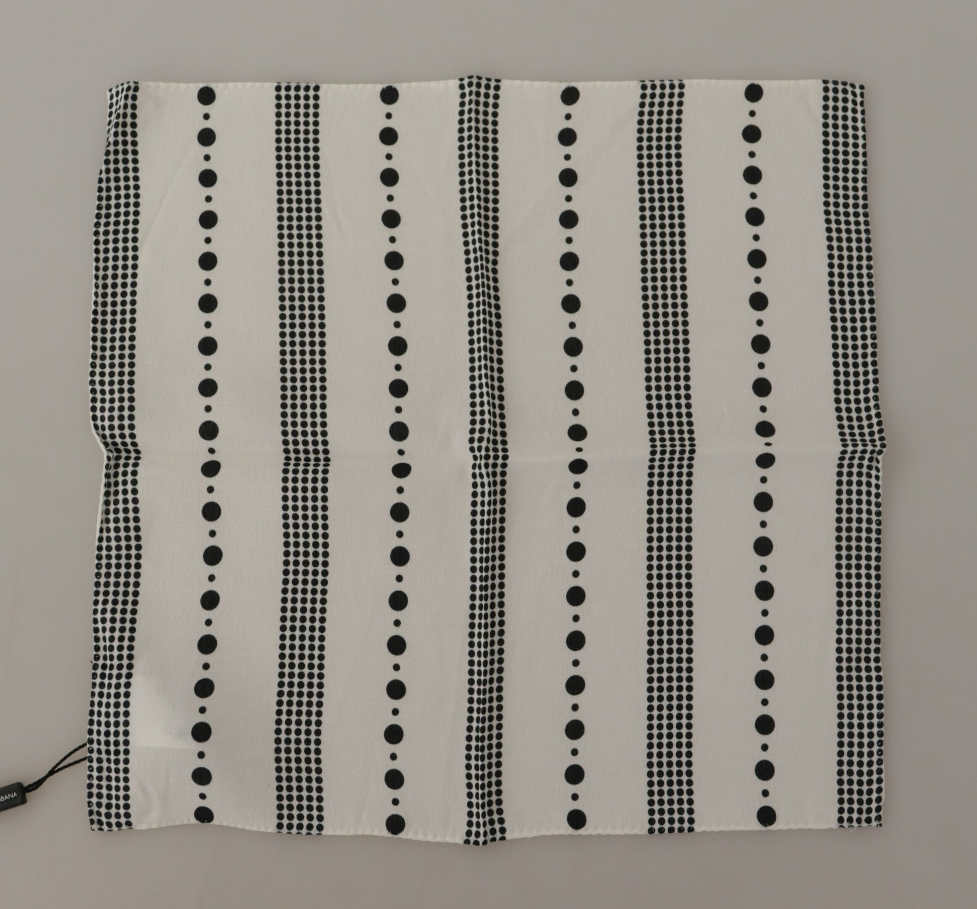 Dolce & Gabbana White Dotted Stripes Square Handkerchief Viscose Scarf by Dolce & Gabbana