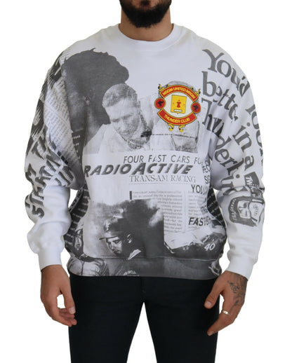 MSGM White Cotton Crewneck Pullover Sweatshirt Sweater by MSGM