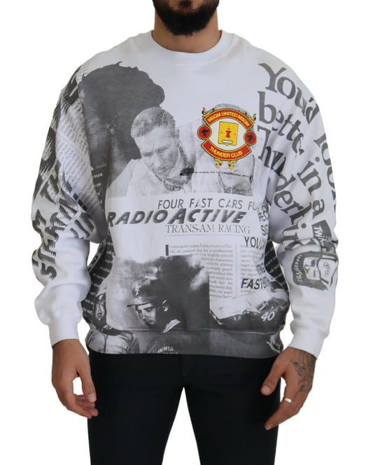 MSGM White Cotton Crewneck Pullover Sweatshirt Sweater by MSGM