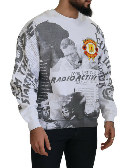 MSGM White Cotton Crewneck Pullover Sweatshirt Sweater by MSGM