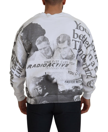 MSGM White Cotton Crewneck Pullover Sweatshirt Sweater by MSGM