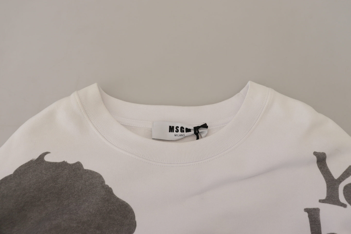 MSGM White Cotton Crewneck Pullover Sweatshirt Sweater by MSGM