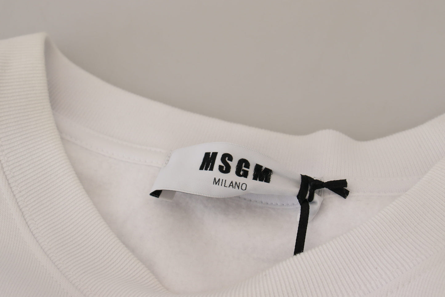 MSGM White Cotton Crewneck Pullover Sweatshirt Sweater by MSGM