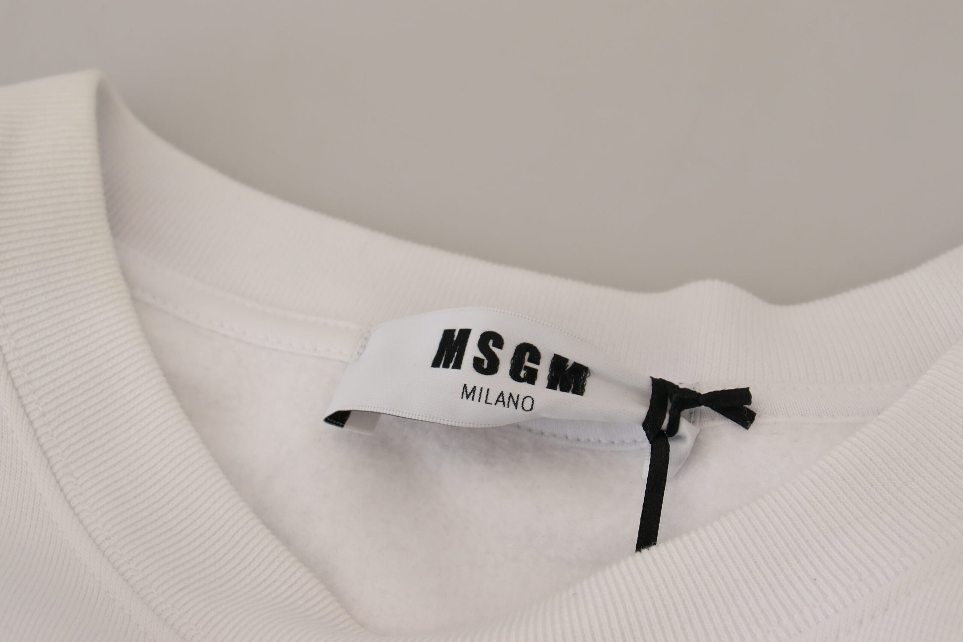 MSGM White Cotton Crewneck Pullover Sweatshirt Sweater by MSGM