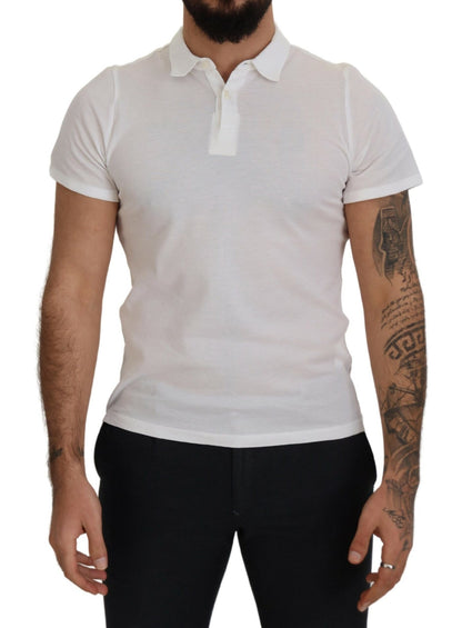 FRADI T-shirt polo élégant en coton blanc