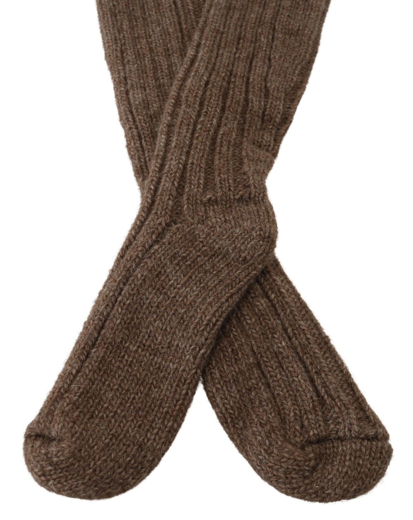Dolce &amp; Gabbana Brown Wool Knit Calf Long Women Socks