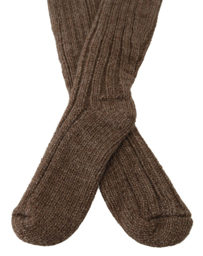 Dolce &amp; Gabbana Brown Wool Knit Calf Long Women Socks