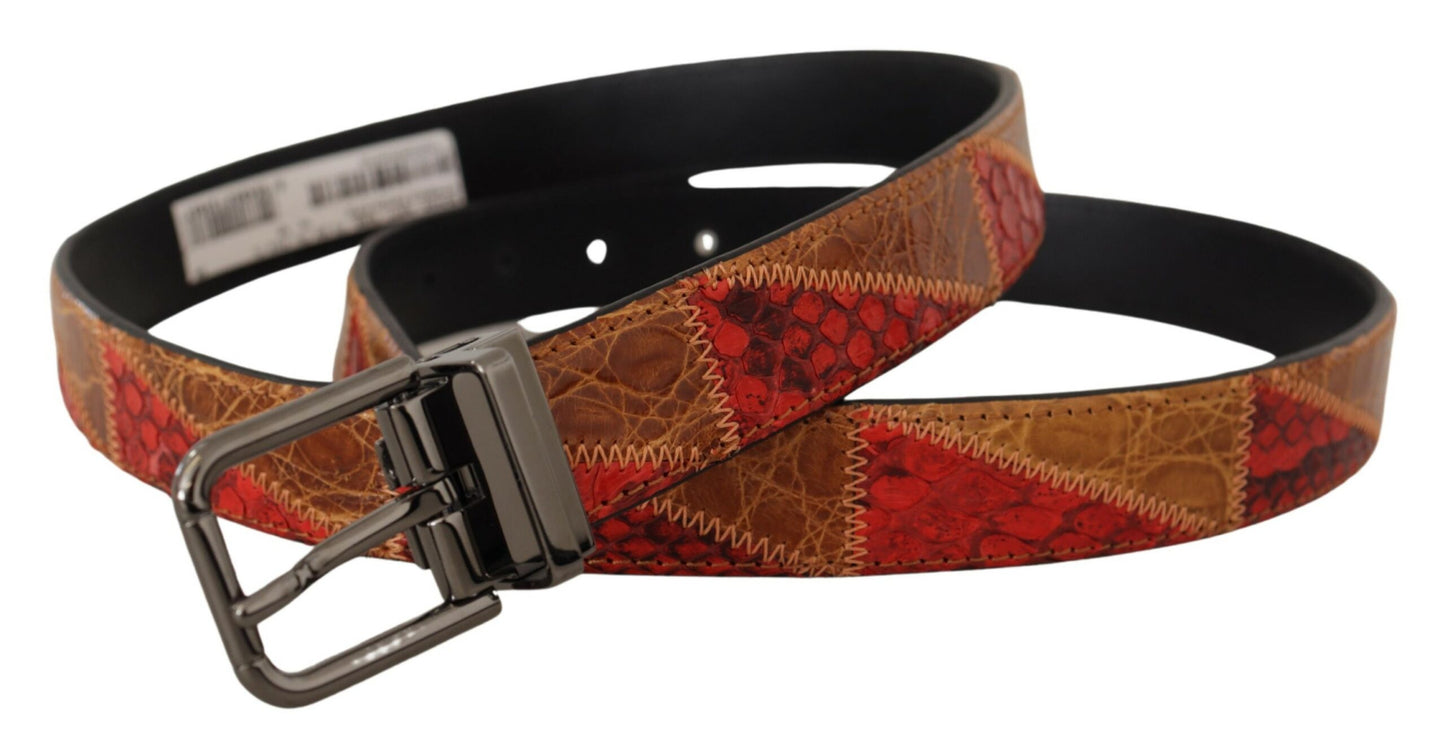 Dolce &amp; Gabbana Multicolor Exotic Vintage Chrome Buckle Belt