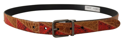 Dolce &amp; Gabbana Multicolor Exotic Vintage Chrome Buckle Belt