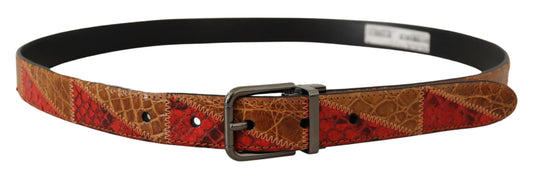 Dolce &amp; Gabbana Multicolor Exotic Vintage Chrome Buckle Belt