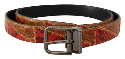 Dolce &amp; Gabbana Multicolor Exotic Vintage Chrome Buckle Belt