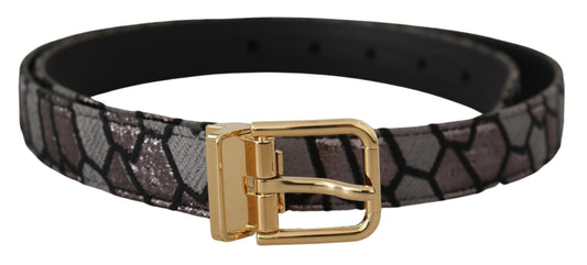 Dolce &amp; Gabbana Multicolor Patchwork Leather Gold Jaquard Belt
