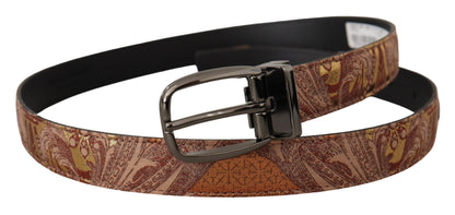 Dolce &amp; Gabbana Multicolor Embossed Leather Black Metal Buckle Belt