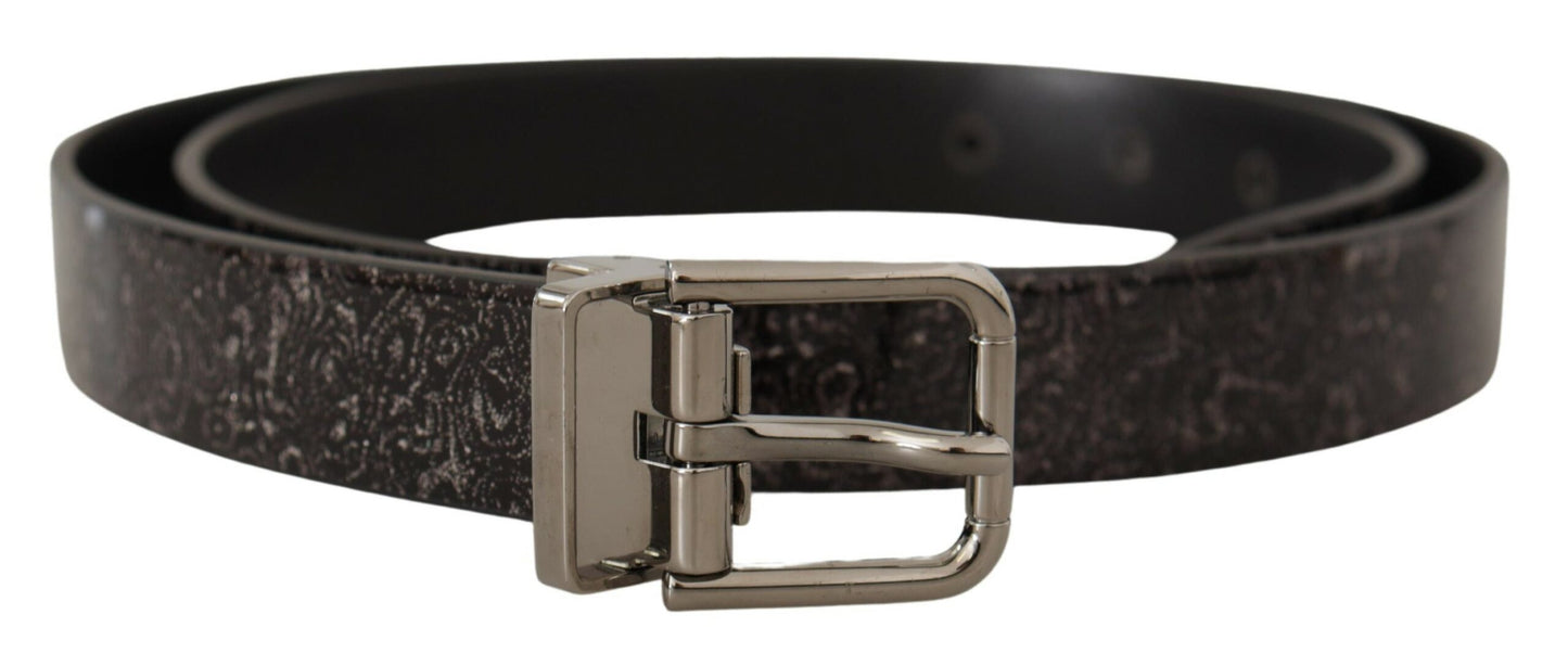 Dolce &amp; Gabbana Black Goccia Glitter Patent Leather Buckle Vernice Belt
