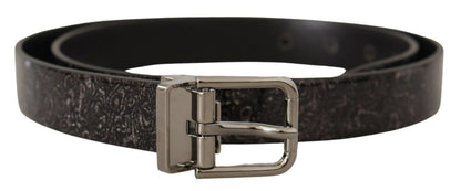 Dolce &amp; Gabbana Black Goccia Glitter Patent Leather Buckle Vernice Belt