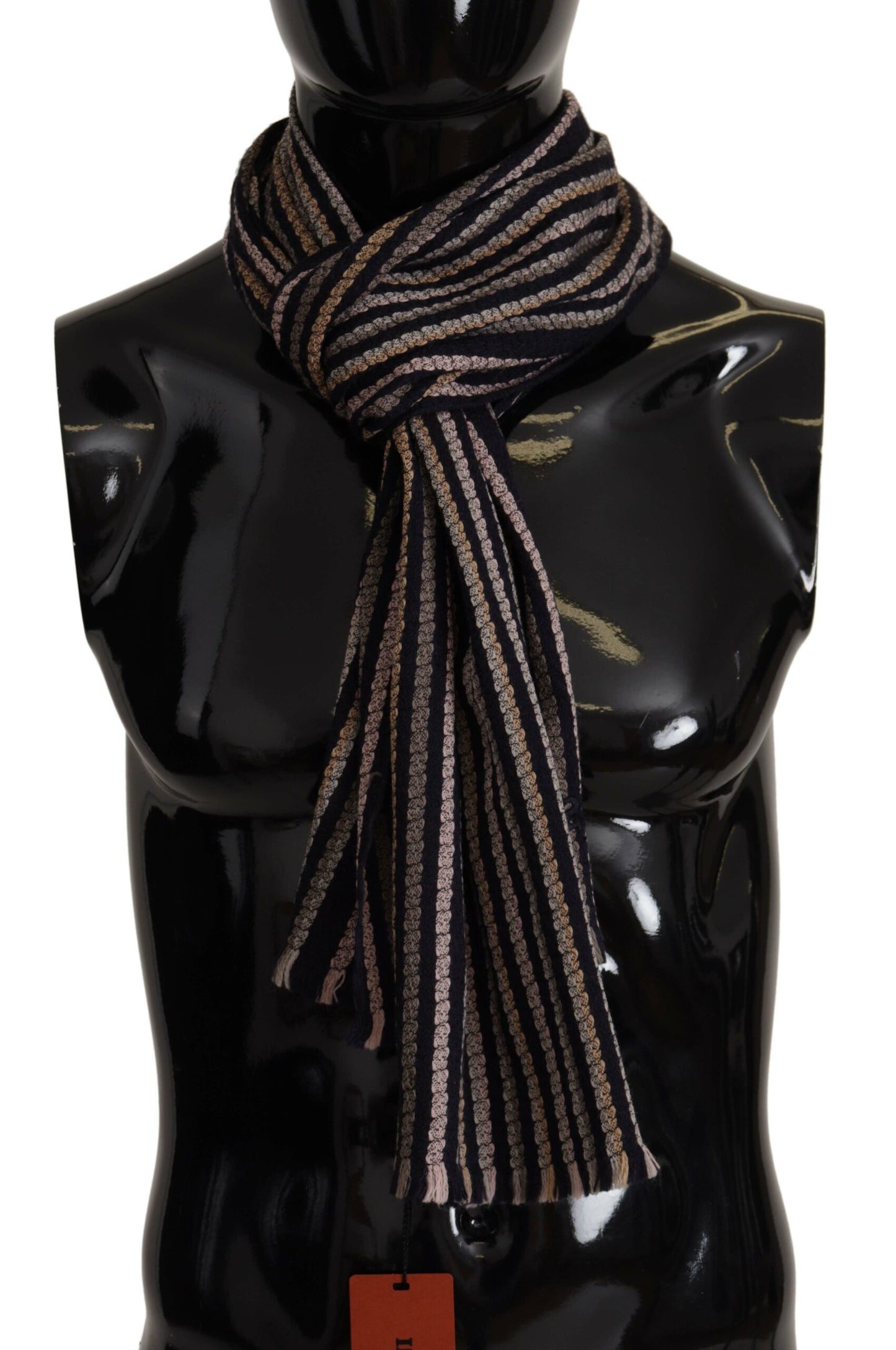 Missoni Multicolor Stripes Wool Knit Fringe Shawl Scarf by Missoni