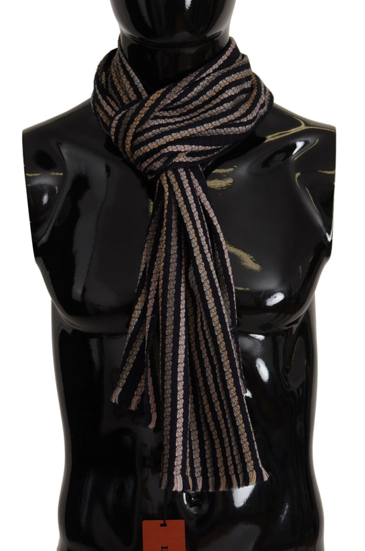 Missoni Multicolor Stripes Wool Knit Fringe Shawl Scarf by Missoni