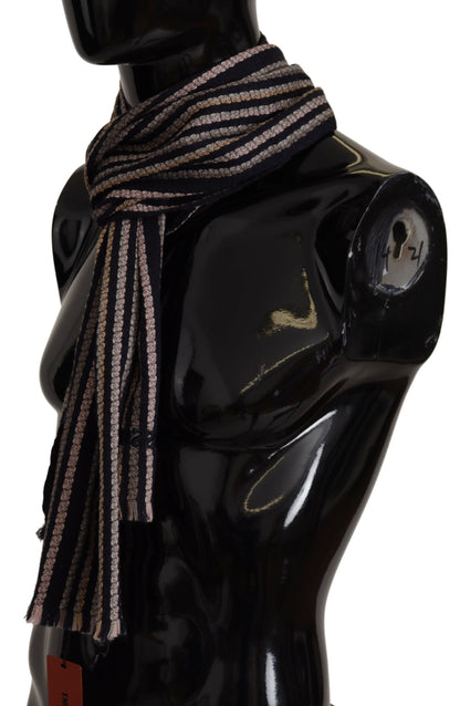 Missoni Multicolor Stripes Wool Knit Fringe Shawl Scarf by Missoni