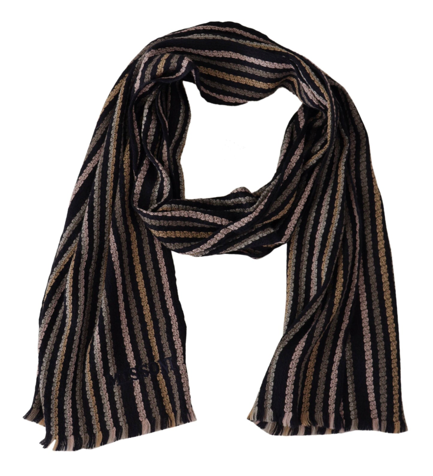 Missoni Multicolor Stripes Wool Knit Fringe Shawl Scarf by Missoni