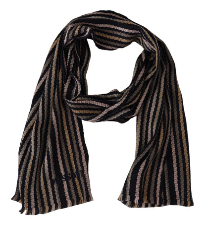 Missoni Multicolor Stripes Wool Knit Fringe Shawl Scarf by Missoni