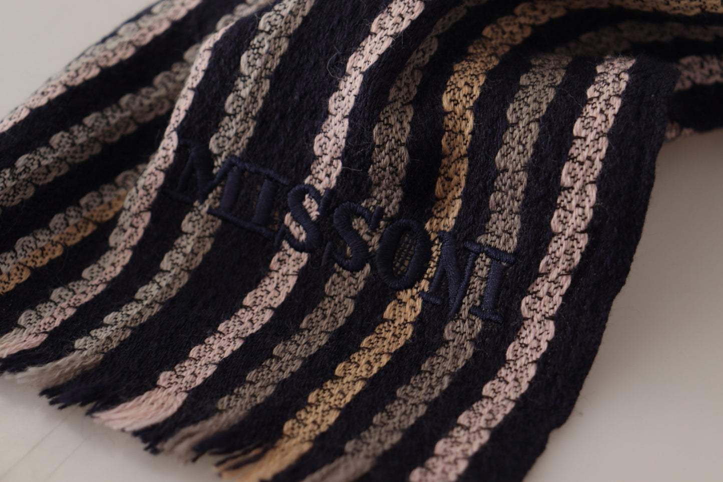 Missoni Multicolor Stripes Wool Knit Fringe Shawl Scarf by Missoni
