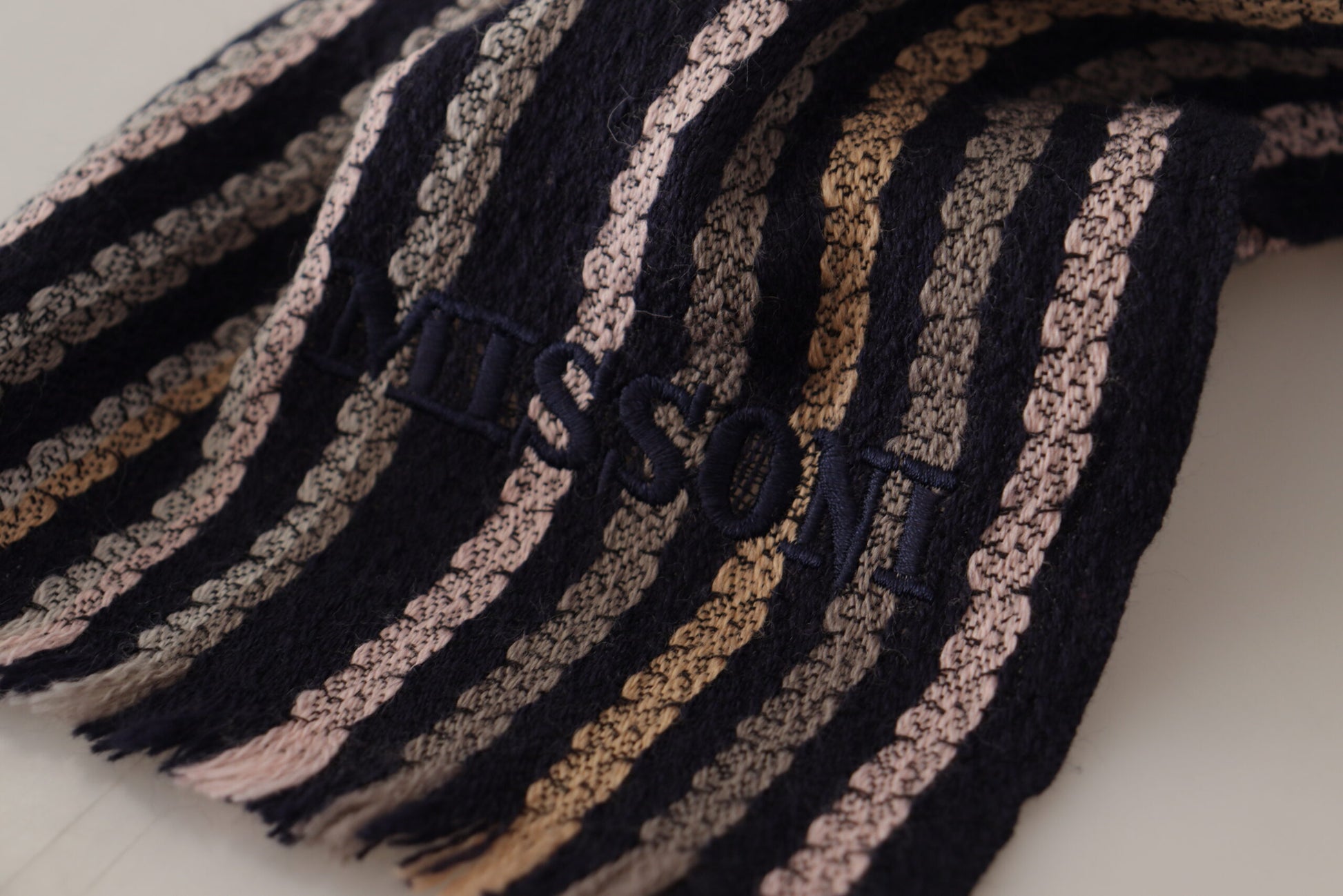Missoni Multicolor Stripes Wool Knit Fringe Shawl Scarf by Missoni