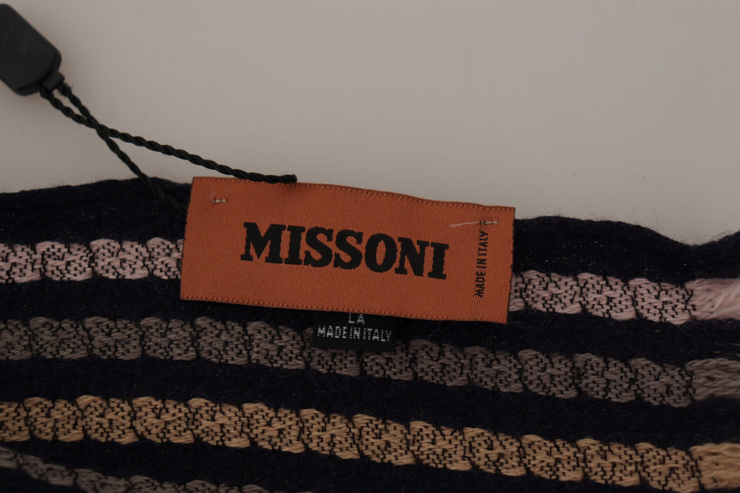 Missoni Multicolor Stripes Wool Knit Fringe Shawl Scarf by Missoni