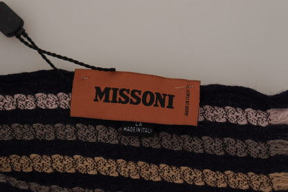 Missoni Multicolor Stripes Wool Knit Fringe Shawl Scarf by Missoni