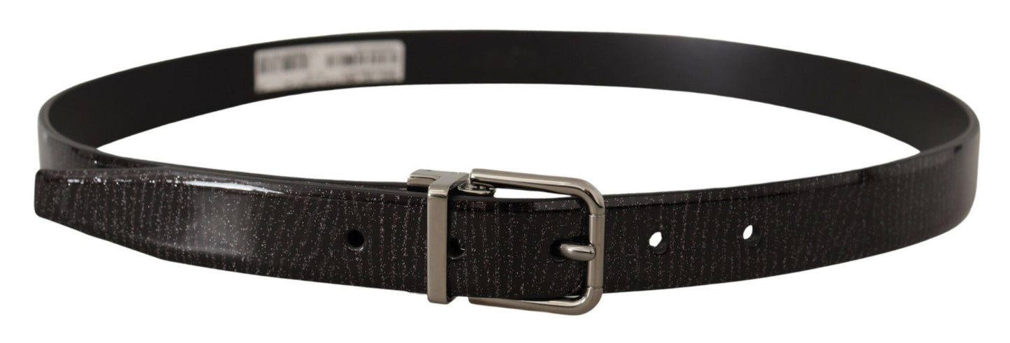 Dolce &amp; Gabbana Black Leather Vernice Metal Buckle Belt
