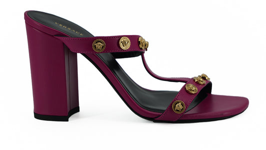 Sandales hautes Versace élégantes en cuir de veau violet